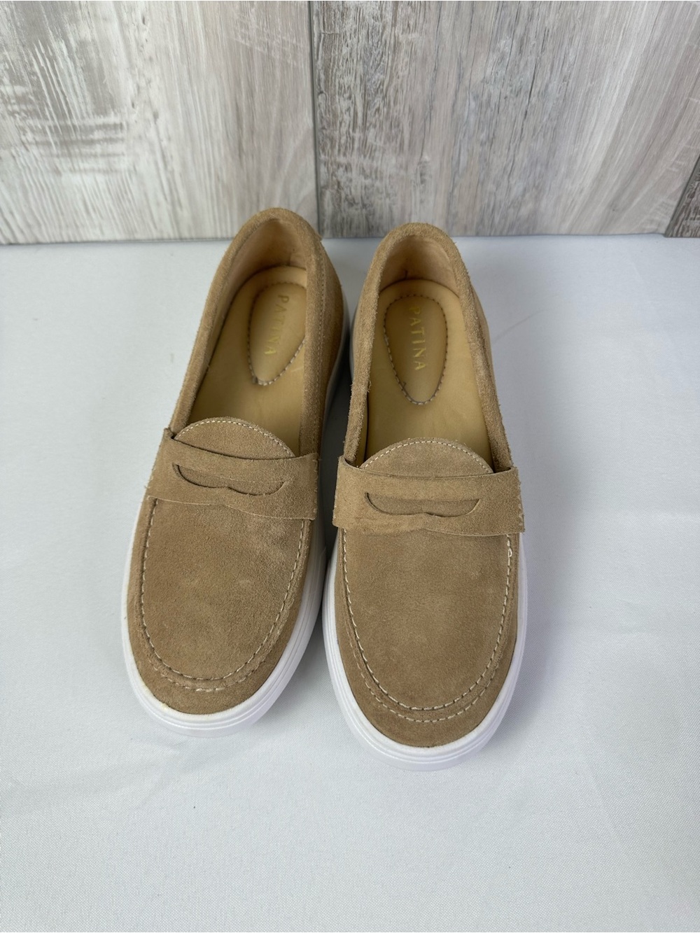 Women’s Patina Suede Penny Loafers in Tan -8.5